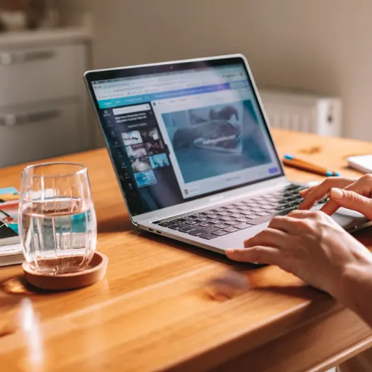 Seorang profesional sedang mengetik